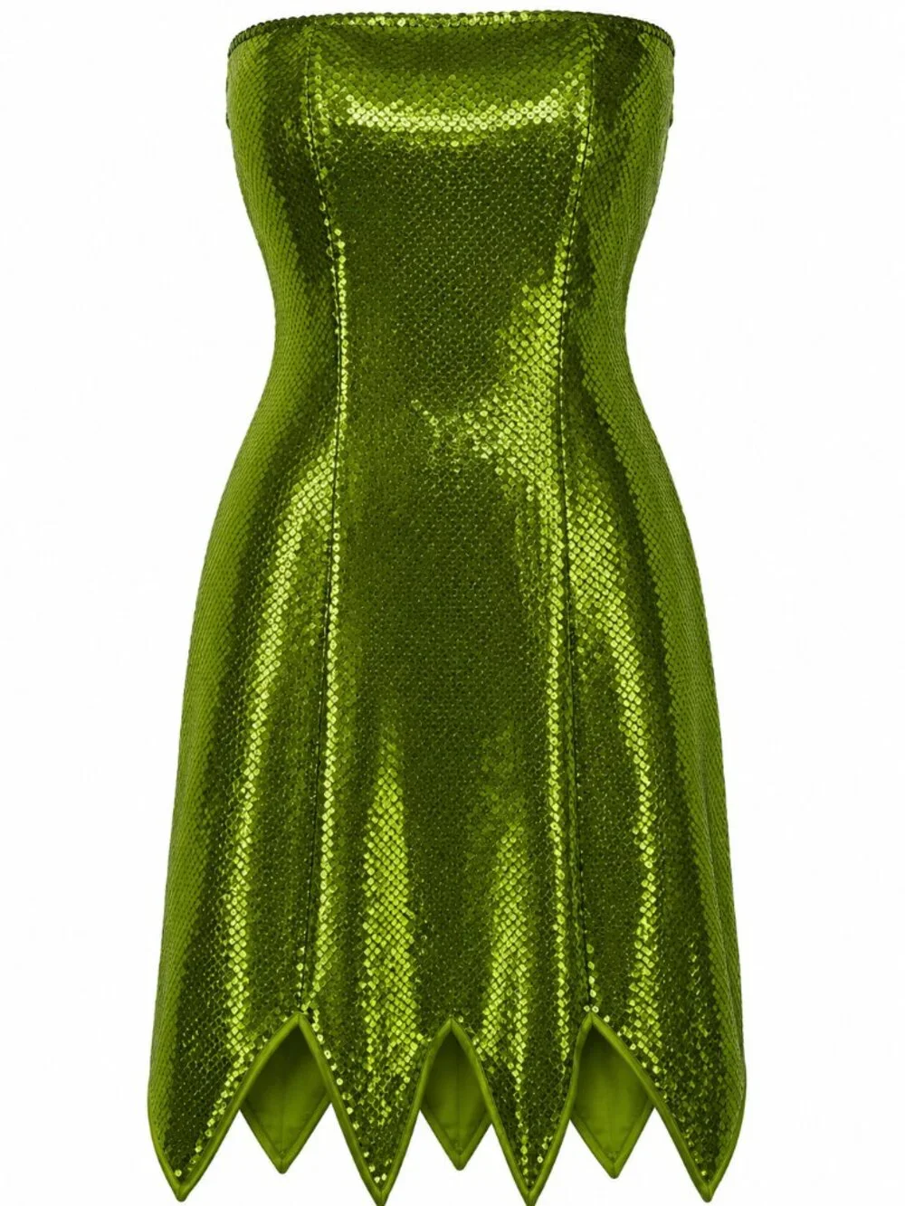 NWT/NWOT SHEIN Curve Green Sequin Strapless Fairy Hem Dress 1XL - Picture 4 of 6